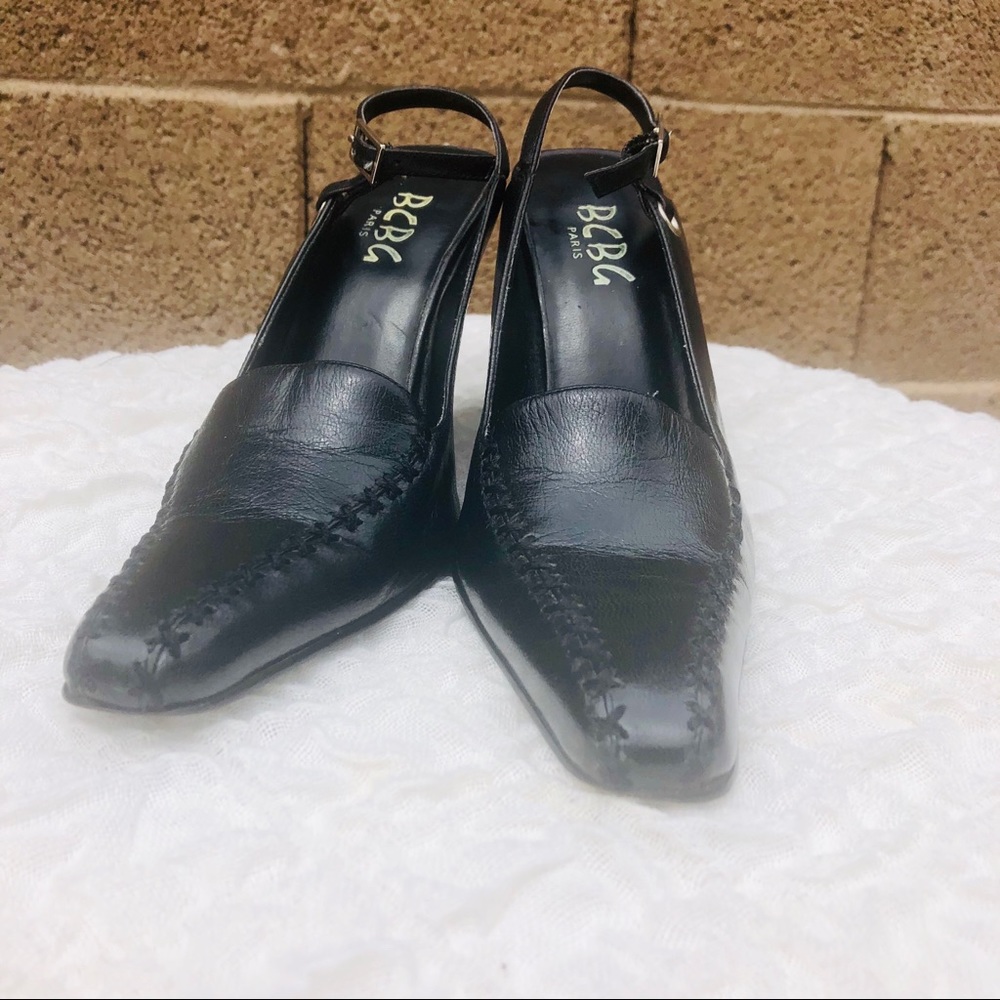 BCBG Paris Women's Black Pointed-Toe Heels Pumps